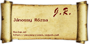 Jánossy Rózsa névjegykártya